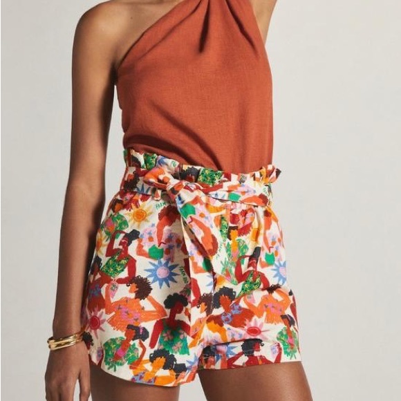 Farm Rio High Waisted Belted Shorts - Picture 1 of 5